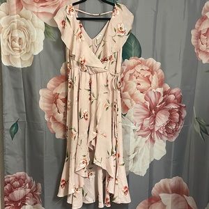 Pink flora high low dress